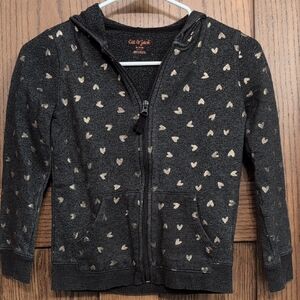 Cat & Jack Charcoal Hoodie with Gold Heart Accents